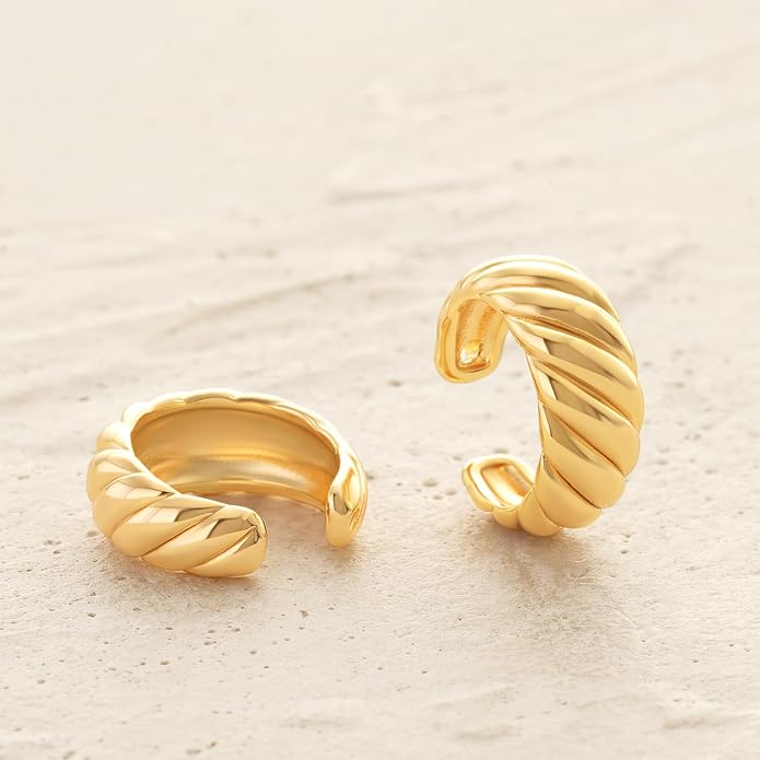 MYEARS Women Ear Cuff Earring Gold Non Pierced Ear Cartilage Clip on Wrap Hoop 14K Gold Filled Tiny Boho Beach Simple Minimalist Delicate Handmade Hypoallergenic Jewelry Gift-Sold as Single/Pair