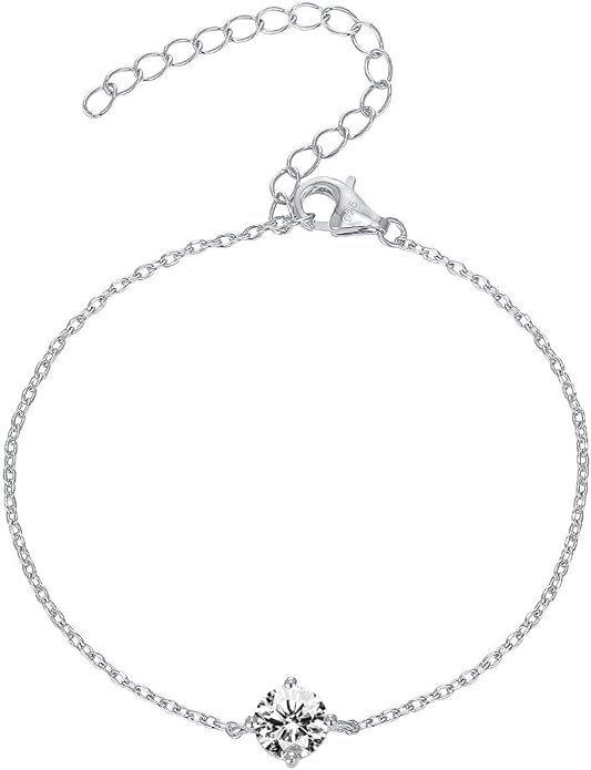 PAVOI 14K Gold Plated Cubic Zirconia Solitaire Diamond Bracelet | Bridesmaid Bracelets | Curb Cable Bracelets for Women