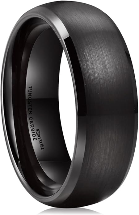 King Will Wedding Band for Men Women, 2/4/6/7/8mm Domed Matte Brushed Tungsten Carbide Rings, Solid/Dual Color Engagement Rings, Comfort Fit