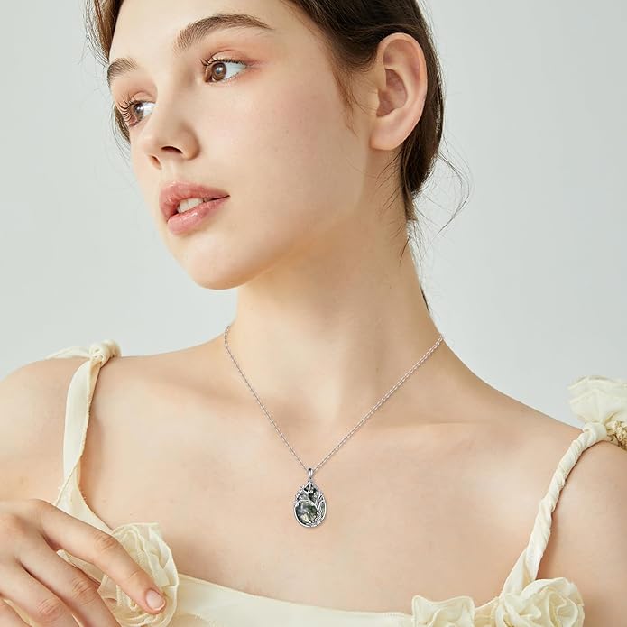 POPLYKE Sterling Silver Gemstone Teardrop Pendant Necklace Crystal Jewelry for Women