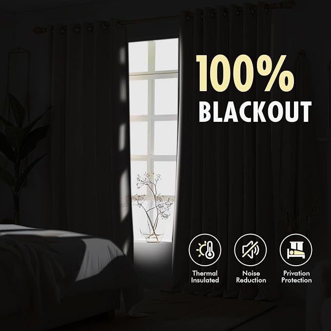 MIULEE Grayish Blue Pinch Pleated 100% Blackout Linen Curtains 102 Inch Length 2 Panels Set, Black Out Memory Trained Pleat Curtains Light Blocking Room Darkening Drapes for Bedroom Living Room Window