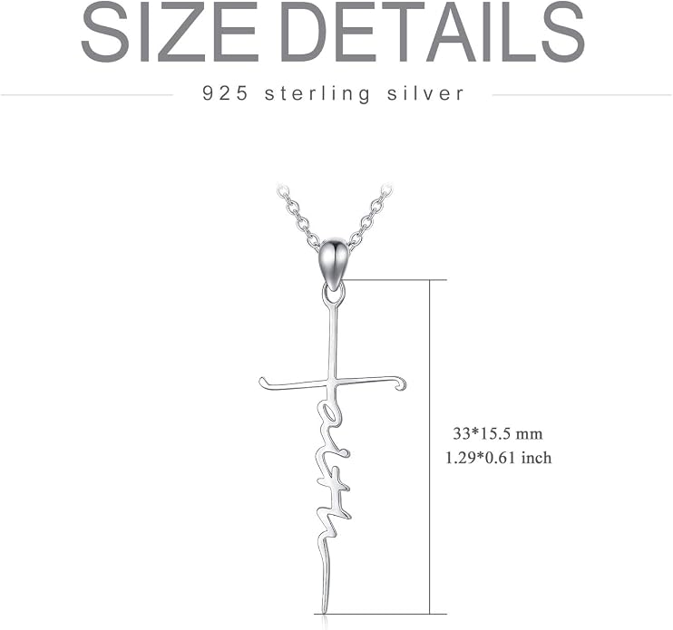 Cross Necklace for Women 925 Sterling Silver Crucifix Pendant Christian Cross Jewelry for Women Men