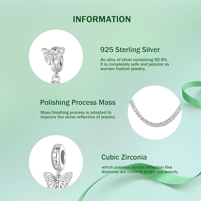 NINGAN 925 Sterling Silver Charm Golden Love Charm Buckle Safety Chain Travel Bead Firefly Dragonfly Pendant, Suitable for Women Bracelet and Necklace as Gift from Mom and Friends