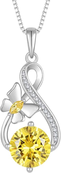 Butterfly Necklaces for Women 925 Sterling Silver Infinity Pendant Necklace Birthstone Jewelry Gifts for Her