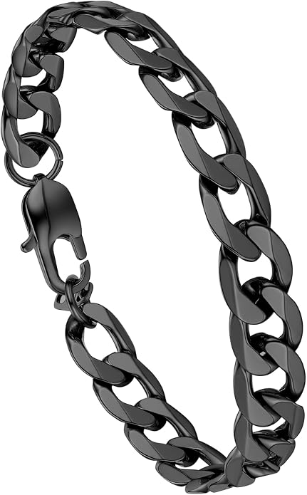 PROSTEEL Silver/Gold/Black Bracelets for Men Figaro Cuban Link, 6mm-13mm Width, 7.5"/8.3"/9" Length, Stainless Steel Mens Bracelet Jewelry with Gift Box