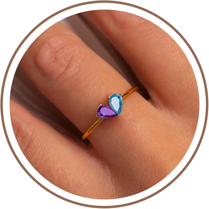 Birthstone Rings for Women, Non Tarnish Gold Rings 2026 Graduation Gifts Birthday Gift Trendy Teen Girl Stuff Dainty 14K Plated Adjustable CZ Stacking Promise Ring Anniversary Jewelry for Friend Sister Girlfriend Daughter