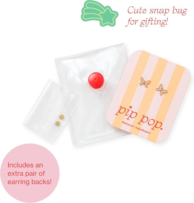 Colorful Stud Earrings - Gold, hypoallergenic, flat back earrings, all-day comfort for sensitive ears