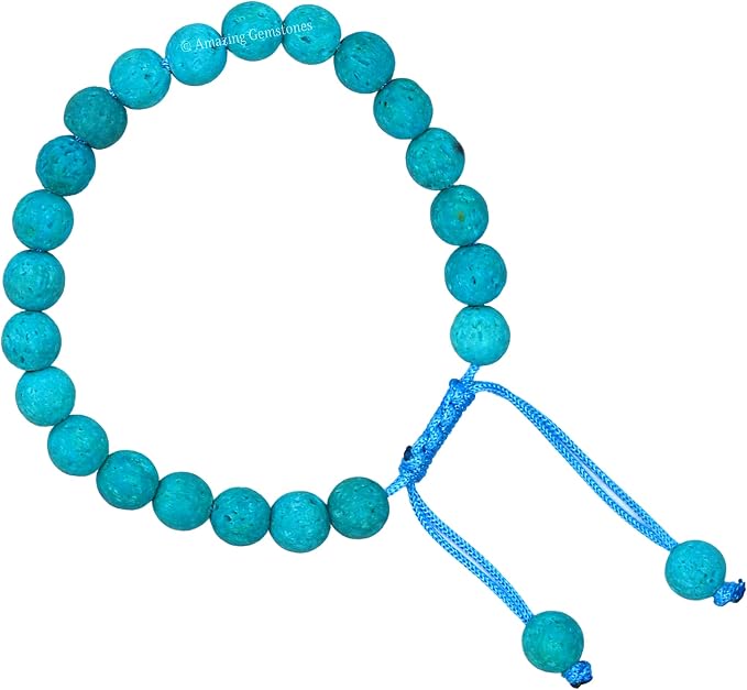 Amazing Gemstone Turquoise Blue Lava Bracelet for Women Men's Gifts - Protection Healing Crystal Bracelet - 8mm Gemstone Beaded Adjustable Bracelet