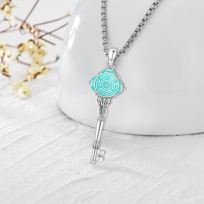 Pentagram Necklace Sterling Silver Triple Moon Goddess/Celtic Knot Witches Knot/Ankh/Sun and Moon/Hecate/Lilith/Santa Muerte/Tetragrammaton Pendant Necklace Pagan Wiccan Magic Egyptian Amulet Jewelry for Women Men
