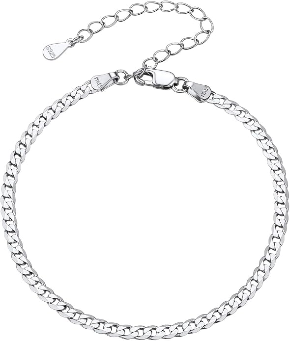 PROSILVER 925 Sterling Silver Ankle Bracelets For Women, Stylish Chain Anklets, Summer Beach Jewelry, 8.6-10.6 Inch Adjustable, Come with Box
