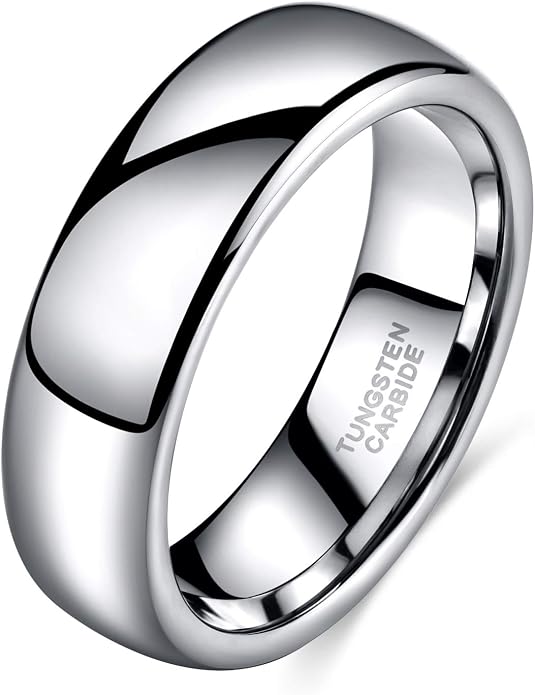 TRUMIUM 2mm 4mm 6mm 8mm Tungsten Wedding Band Ring for Men Women Silver/Rose Gold Plated/Rainbow/Gold Plated Domed High Polish Engagement Promise Rings Comfort Fit 4-15