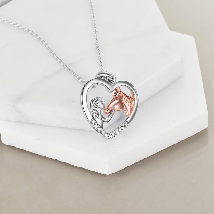 YFN Horse Pendant Necklace Sterling Silver Women with Horse Gift for Women