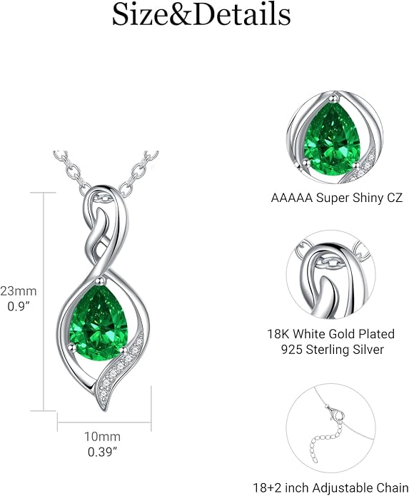 Infinity Birthstone Necklace for Women 925 Sterling Silver Dainty Infinity Pendant Jewelry Birthday Mothers Day Gifts for Mom Women Wife