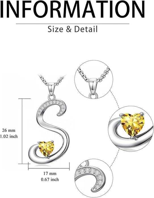 Birthday Gifts for Women Alphabet A to Z Initial Birthstone Pendant Necklaces for Women - 18k White Gold Plated Personalized Name Jewelry Anniversary Graduation Gifts for Wife Her Daughter Girlfriend(with Gift Box)