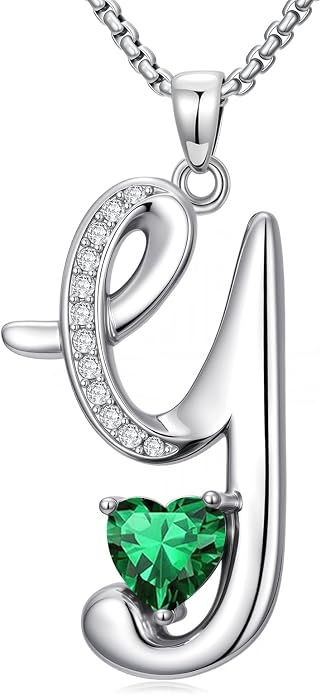 Birthday Gifts for Women Alphabet A to Z Initial Birthstone Pendant Necklaces for Women - 18k White Gold Plated Personalized Name Jewelry Anniversary Graduation Gifts for Wife Her Daughter Girlfriend(with Gift Box)