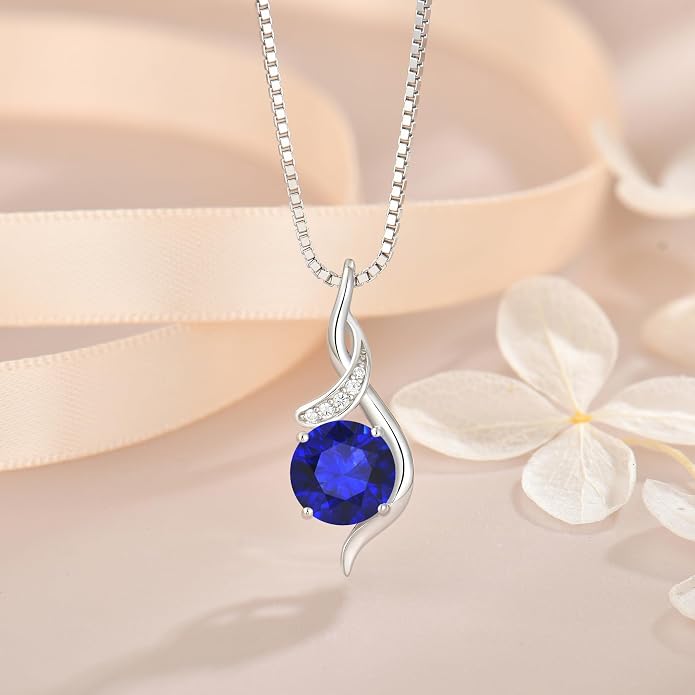 Women‘s Birthstone Pendant Necklace S925 Sterling Silver Imitation Diamond Infinity Necklace Jewelry Gift for Her