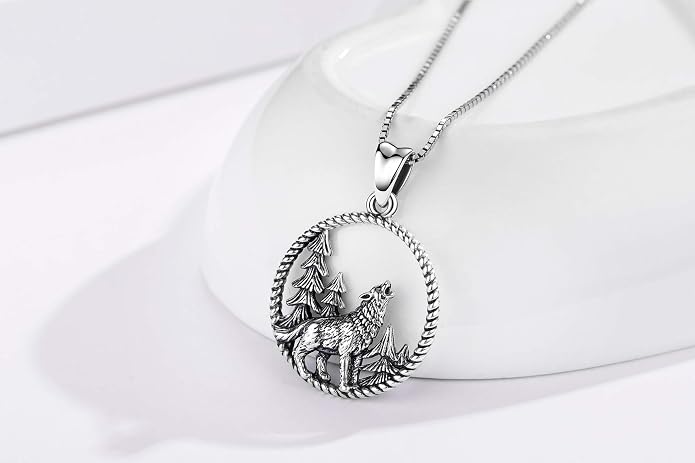 925 Sterling Silver Necklace for Men Viking Rune/Odin God/St Michael/Thors Hammer/Wolf/Celtic Knot/Religious Cross Jewelry Gifts for Men
