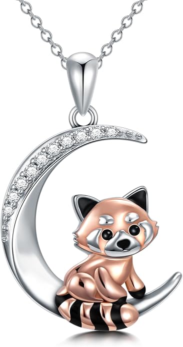PROESS Animal Birthstone Necklace 925 Sterling Silver Otter/Axolotl/Hippo/Elephant/Dachshund/Monkey/Red Panda Pendant Necklace Animal Birthstone Jewelry Gifts for Women
