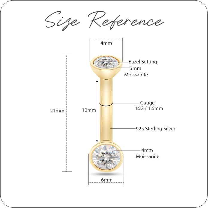 SAVEARTH DIAMONDS 1/3 Carat Round Cut Lab Created Moissanite Diamond Belly Button Navel Rings Body Piercing Jewelry For Women In 14K Gold Over Sterling Silver (VVS1 Clarity, 0.33 Cttw)