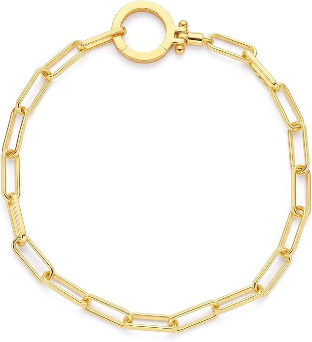 FRUMOS 18K Gold Plated Brass Bracelet for Women, Dainty Adjustable Chain Bracelet, Hypoallergenic Fashion Jewelry for Daily Wear