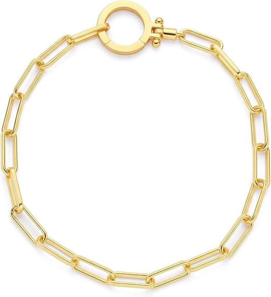 FRUMOS 18K Gold Plated Brass Bracelet for Women, Dainty Adjustable Chain Bracelet, Hypoallergenic Fashion Jewelry for Daily Wear