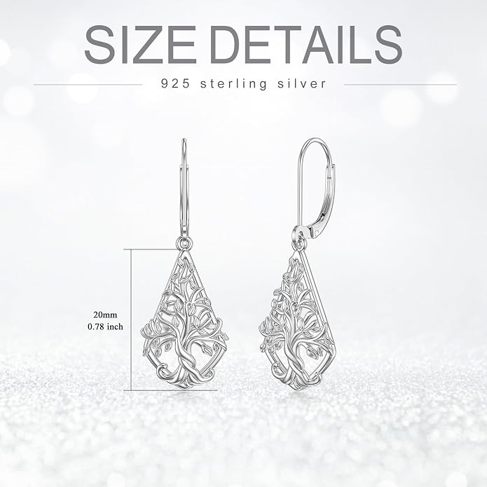 WINNICACA Sterling Silver Dangle Drop Earrings for Women Mom Flower Leverback Earrings Jewelry Christmas Anniversary Birthday Gifts