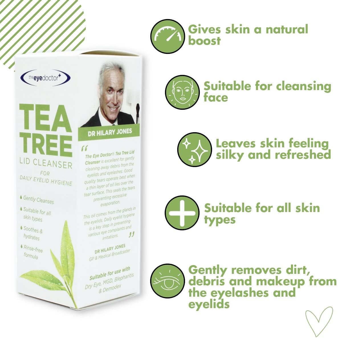 The Eye Doctor Tea Tree Lid Cleanser Twin Pack - 2X 100ml – Daily Hygiene Remove Debris & Make-up Eyelid Eyelashes – For Sensitive Eyes – Tea Tree Oil Argan Oil Coconut Oil & Micellar Water