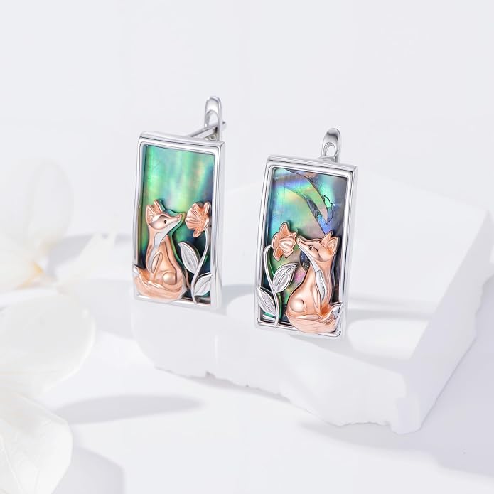 PROESS Abalone Shell Holy Mountain/Mustard Seed/Animal Earrings 925 Sterling Silver Mountain Jewelry Animal Lovers Gifts for Women