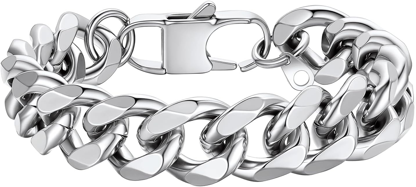 PROSTEEL Stainless Steel Bracelets for Men Women, Gold/Silver/Black, Cuban Link Bracelet Adjustable, Jewelry with Gift Box