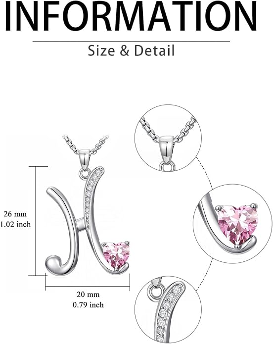 Birthday Gifts for Women Alphabet A to Z Initial Birthstone Pendant Necklaces for Women - 18k White Gold Plated Personalized Name Jewelry Anniversary Graduation Gifts for Wife Her Daughter Girlfriend(with Gift Box)
