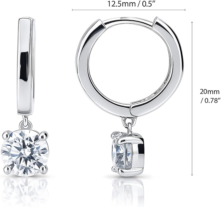 BERRICLE Sterling Silver Solitaire Mini Helix Cartilage Hoop Huggie Earrings for Women, 1.4-2.4 Carat Cubic Zirconia CZ 0.5 inch