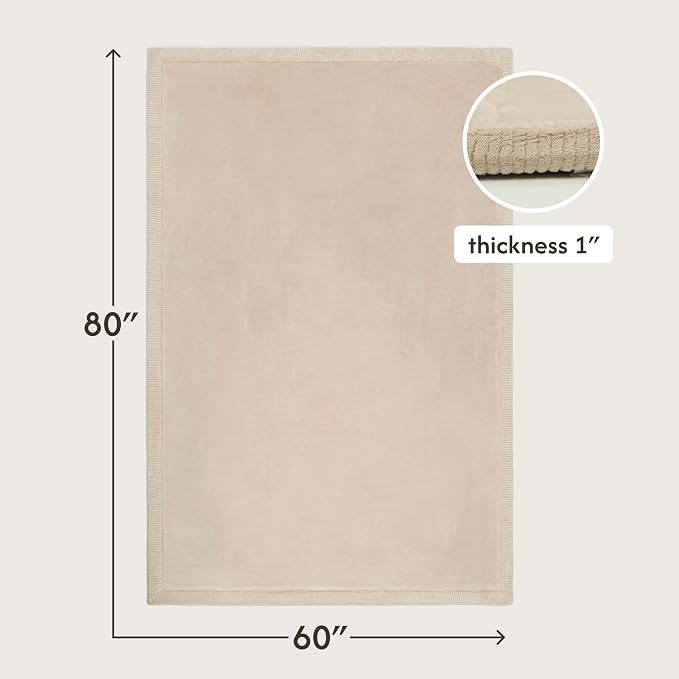 Hakuna Matte CloudSoft Mat for Floor 60" x 80" Beige | Coral Velvet high-density foam Rug – Non-Slip, Water-Resistant