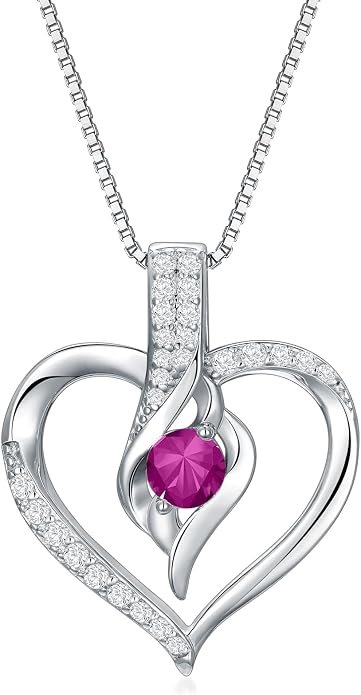 Birthstone Necklace Gifts for Women, 18K Gold-plated Sterling Silver Love Heart Necklace Durable Box Chain Women Jewelry Gifts for Her 20"
