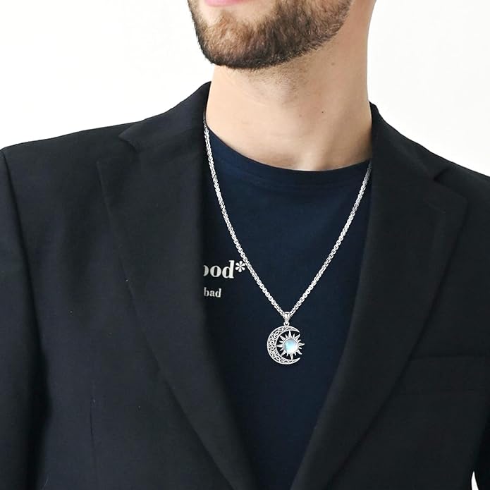 Pentagram Necklace Sterling Silver Triple Moon Goddess/Celtic Knot Witches Knot/Ankh/Sun and Moon/Hecate/Lilith/Santa Muerte/Tetragrammaton Pendant Necklace Pagan Wiccan Magic Egyptian Amulet Jewelry for Women Men