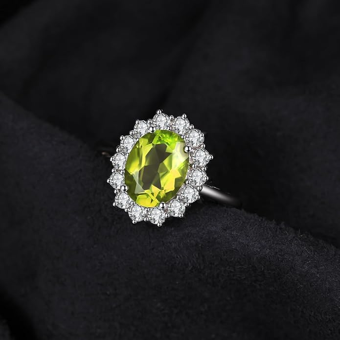 JewelryPalace Princess Diana Kate Middleton Class Gemstone Birthstone Sapphire Halo Engagement Rings for Women, Anniversary 14K White Yellow Rose Gold Plated 925 Sterling Silver Promise Rings for Her