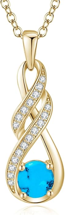 Birthstone Necklaces for Women 925 Sterling Silver Infinity Pendant Created Gemstone Jewelry for Her, 16"+2"