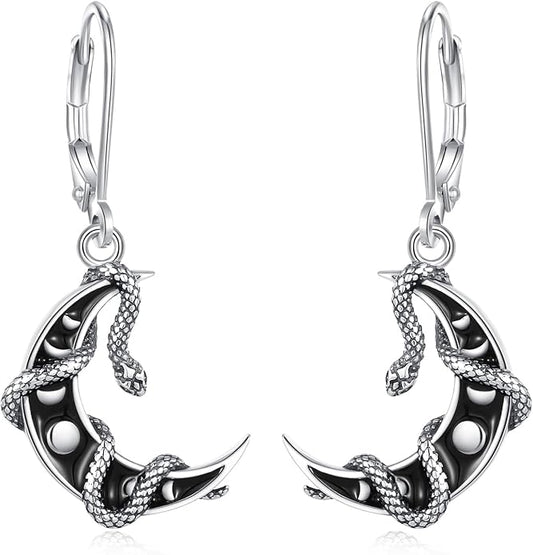 Vito 925 Sterling Silver Teardrop Earrings for Women, Moonstone Turquoise Drop Dangle Earrings Cat Snake Turtle Tree of Life Leverback Earrings Boho Jewelry Gift for Mom Wife