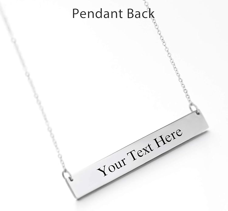 Lazycat Name Bar 18K Plated Bar Necklace,Engravable Name or Blessings Necklace