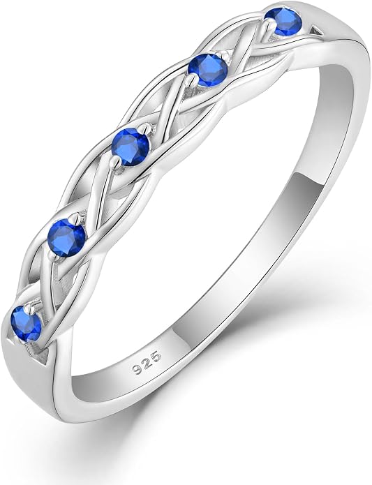 Infinity Celtic Knot Ring 925 Sterling Silver Twisted Knot Birthstone Ring Statement Rings for Women Size 5-10