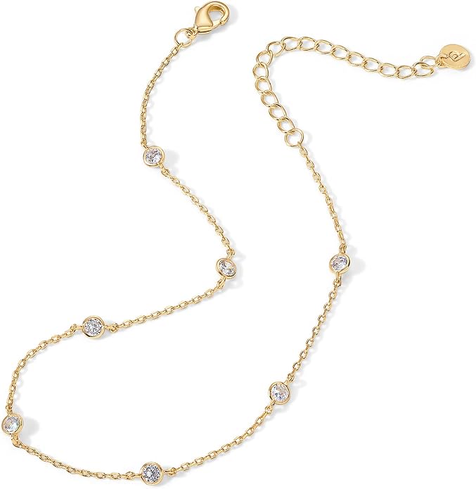 PAVOI 14K Gold Plated Anklet for Women - Trendy Link Chain Ankle Bracelet Summer Jewelry - Boho Dainty Anklets with Cubic Zirconia, Beaded, Evil Eye, Star, Station, Pearls Adjustable Gold Jewelry