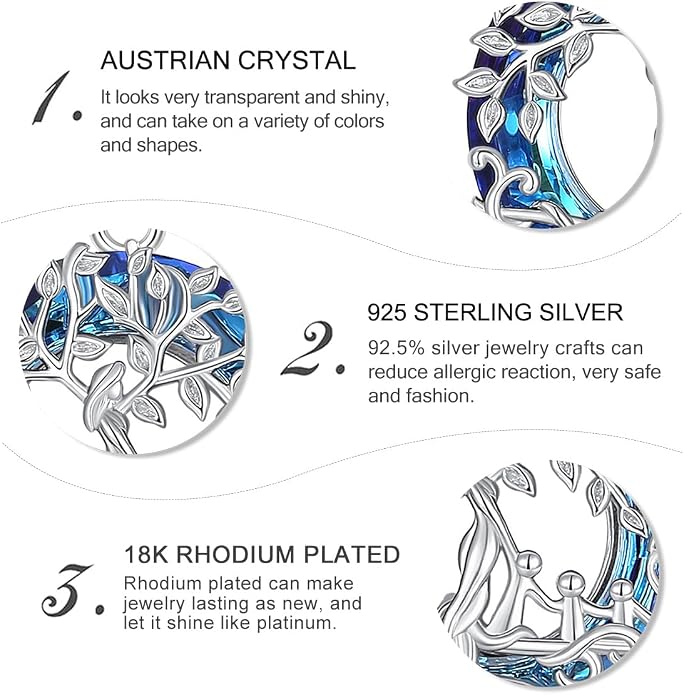 Vito 925 Sterling Silver Tree of Life Necklace for Women, Mother Tree Pendant for Mom Mother Necklace Mother's Day Jewelry Gift for Wife Grandma, 18/22 Inch Chain