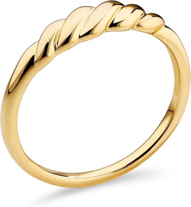 DEVATA Gold or Rhodium Plated Sterling Silver 925 – Eternity, Band Ring for Women – Heart, Knot, Clover, Infinity, Mariner, Cable, Curb, Cuban, Figaro, Daisy, Rope, Ribbed, Dome
