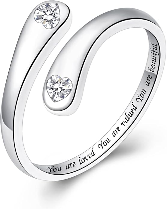 Fookduoduo 925 Sterling Silver Ring Inspirational Jewelry adjustable Wrap Open Rings for Women