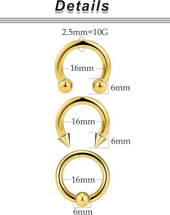 00G 0G 2G 4G 6G 8G 10G 12G 14G 16G Septum Rings Silver Black Surgical Steel Heavy Gauges Earrings Stretching kit Eyebrow Lip Septm Nose Rings Helix Tragus Daith Rook Earrings Hoops 10mm-19mm