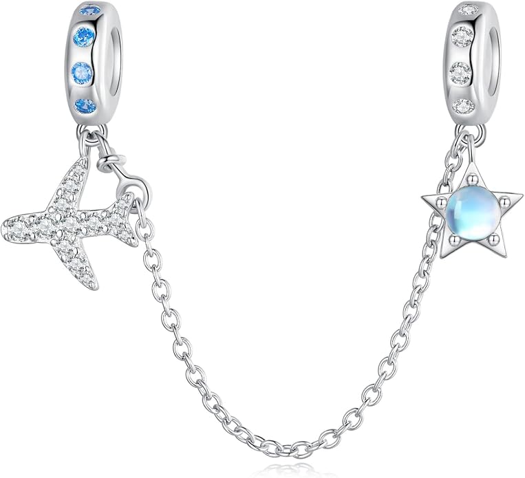 NINGAN 925 Sterling Silver Charm Golden Love Charm Buckle Safety Chain Travel Bead Firefly Dragonfly Pendant, Suitable for Women Bracelet and Necklace as Gift from Mom and Friends