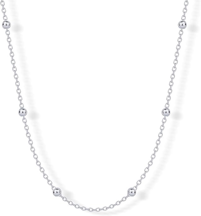 PAVOI 14K Gold Plated Small Bead Ball Chain Necklace for Women - Adjustable Dainty Gold Beaded Necklace - Trendy Choker Chain Layering Jewelry