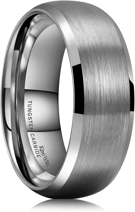 King Will Wedding Band for Men Women, 2/4/6/7/8mm Domed Matte Brushed Tungsten Carbide Rings, Solid/Dual Color Engagement Rings, Comfort Fit