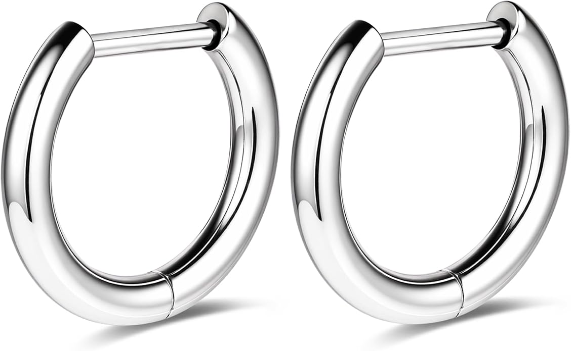 AOEDEJ G23 Titanium Hoop Earrings 18G Small Huggie Earrings Medical Grade Titanium Earring 8mm/10mm/12mm Cartilage Earring Hoop for Women Men Sensitive Ears
