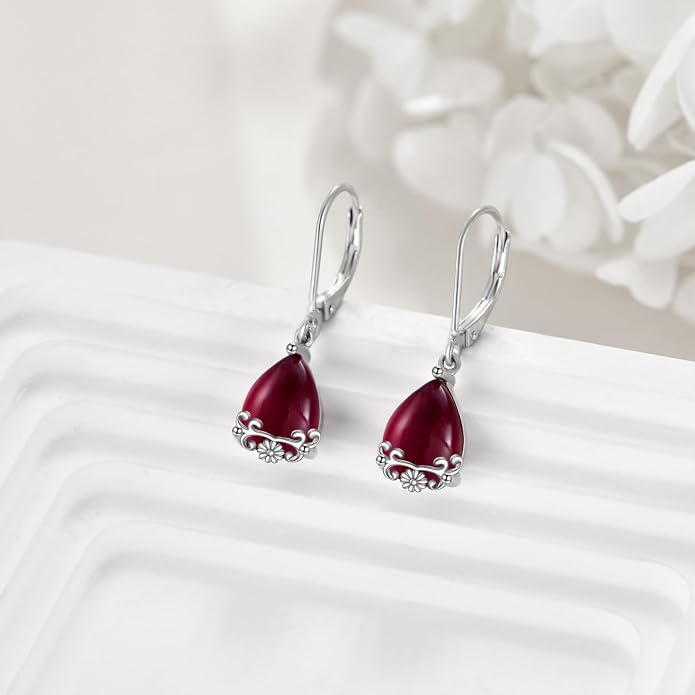 POPLYKE Celtic Filigree Teardrop Drop Dangle Earrings Sterling Silver Leverback Earrings Jewelry for Women