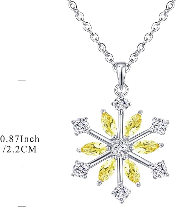 JO WISDOM 925 Sterling Silver White/Blue CZ Winter Frozen Large Snowflake Necklace Pendant
